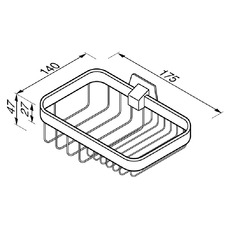 17cm Bath Basket with Wall Bracket - 5141 - Waiheke Bathrooms