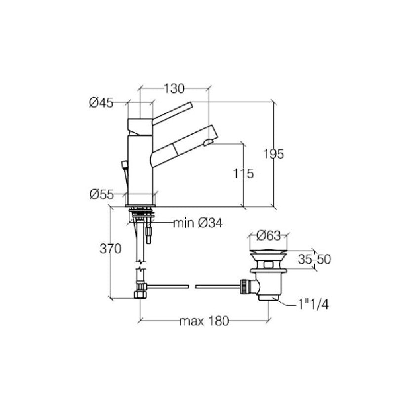 Basin Mixer with Pop - up Waste - Linea Series - 5404 - Waiheke Bathrooms