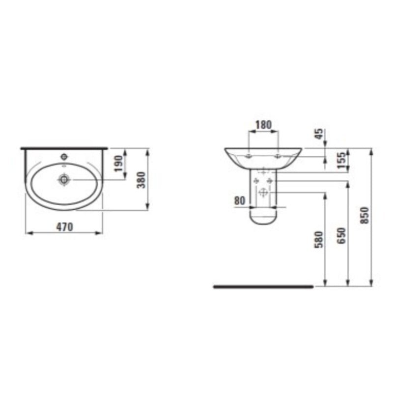 Basin & Shroud 47cm - Gallery Series - 1517.2+1917.5 - Waiheke Bathrooms