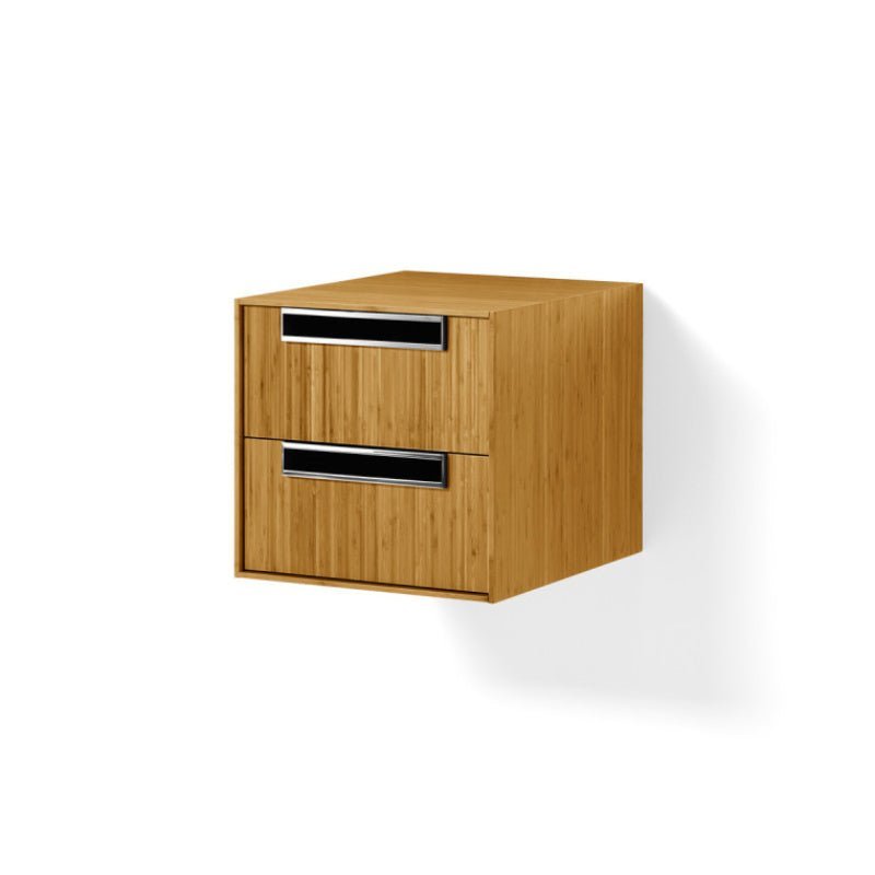 Bathroom Wall Unit, Natural Wood &amp; Chrome, 2 Drawers - 81122.03 - Waiheke Bathrooms