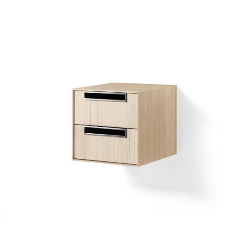 Bathroom Wall Unit, Whitened Wood &amp; Chrome, 2 Drawers - 81122.09 - Waiheke Bathrooms