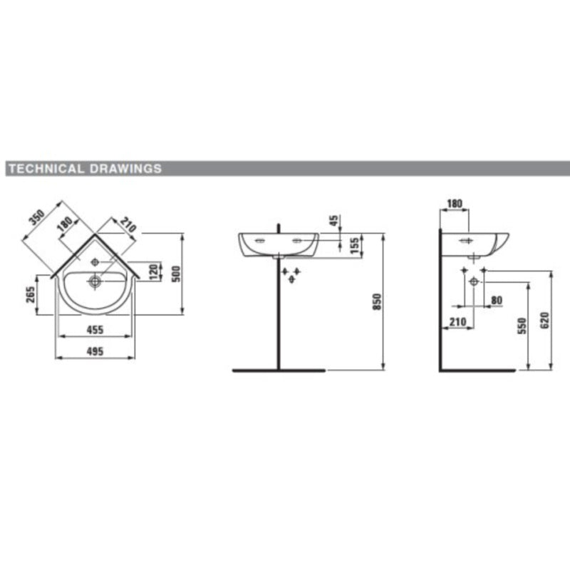 Corner Basin 49.5cm - Pro Series - 1695.6 - Waiheke Bathrooms