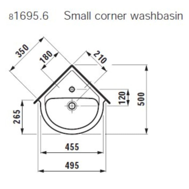 Corner Basin 49.5cm - Pro Series - 1695.6 - Waiheke Bathrooms