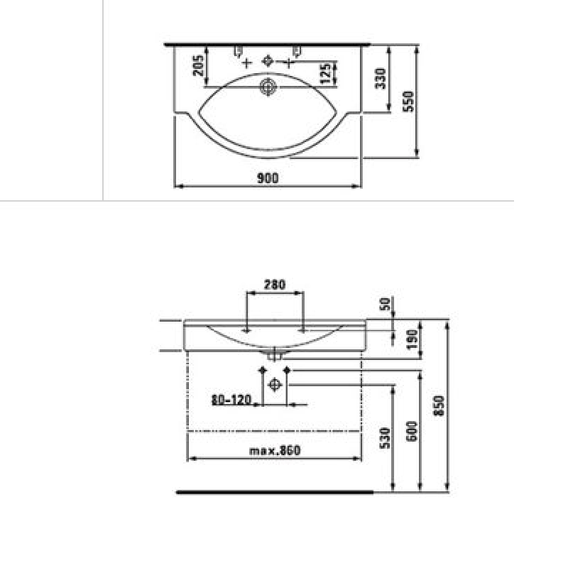 Countertop Basin 90cm - Palace Series - 1250.8 - Waiheke Bathrooms