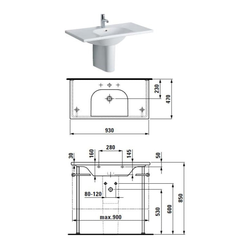 Countertop Basin & Shroud, 93cm - Living Series - 1443.6 - 1943.1 - Waiheke Bathrooms