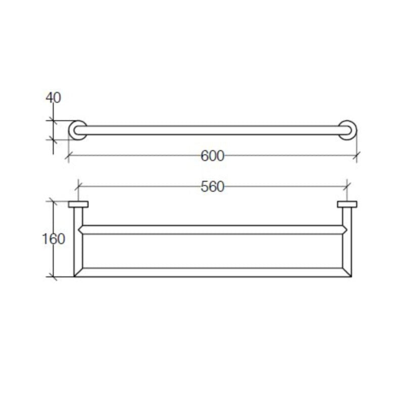 Double Towel Rail 60cm - Baketo Series - 5214 - Waiheke Bathrooms