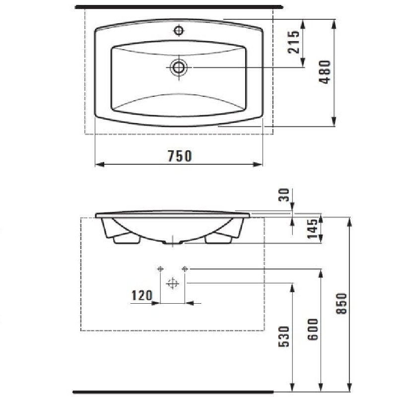 Drop - in Basin 75cm - Mylife Series - 1194.6 - Waiheke Bathrooms