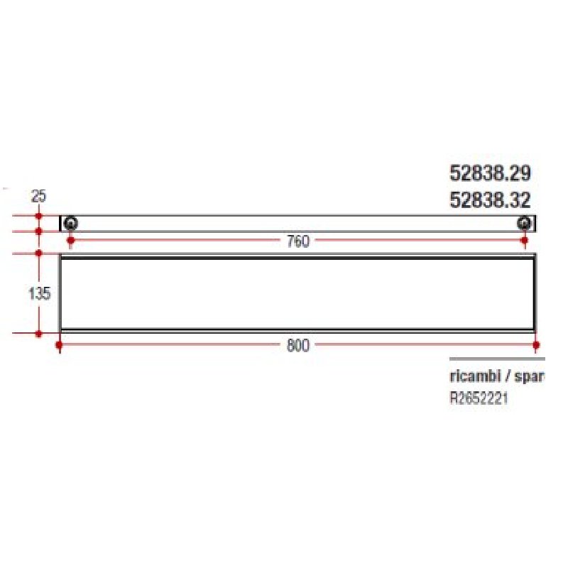 Glass Shelf 80cm - Skuara Series - 52838 - Waiheke Bathrooms