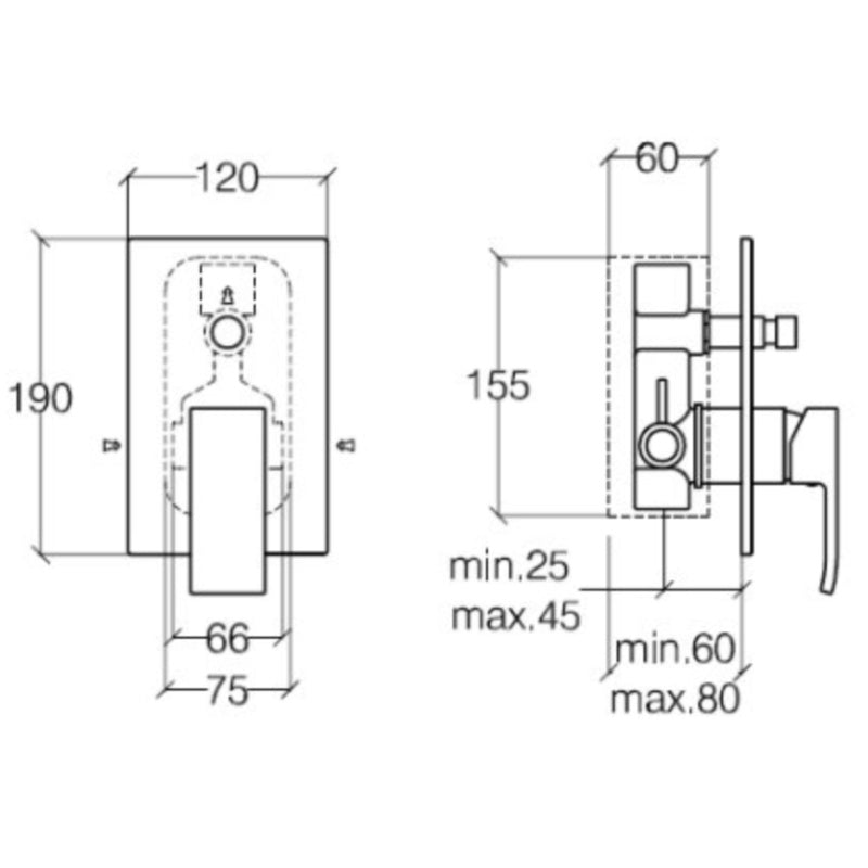 Inwall Bath Mixer with Divertor - Crui Series - 54224 - Waiheke Bathrooms