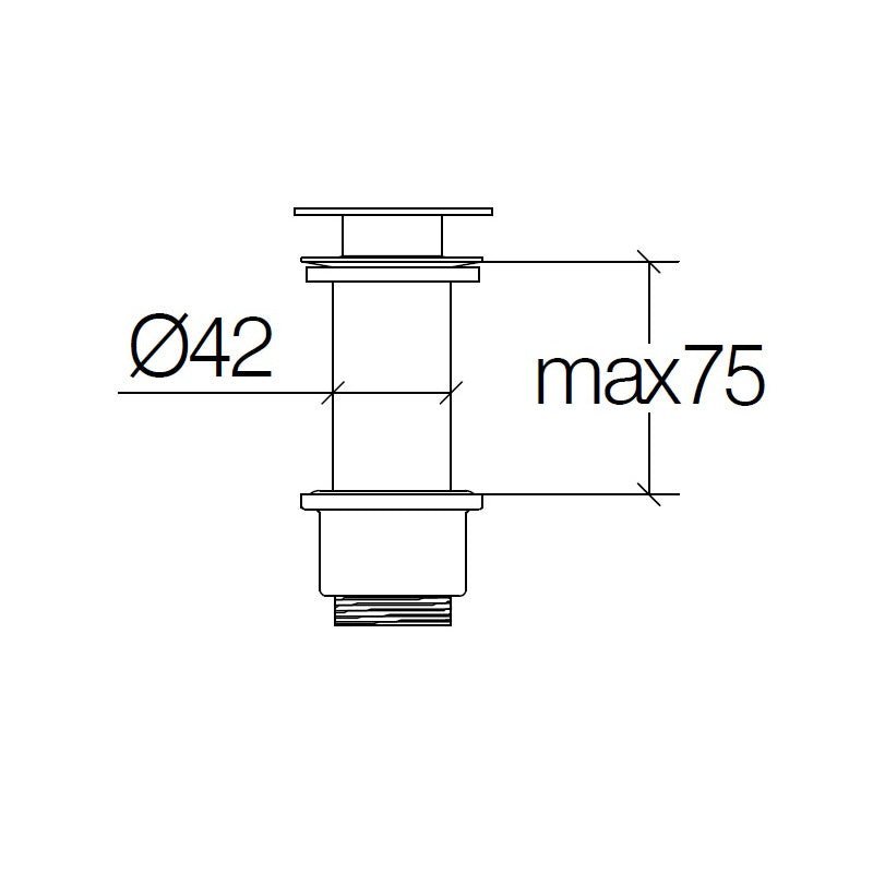 Pop Up Waste 32mm, Without Overflow, depth 75mm - 53995.29 - Waiheke Bathrooms