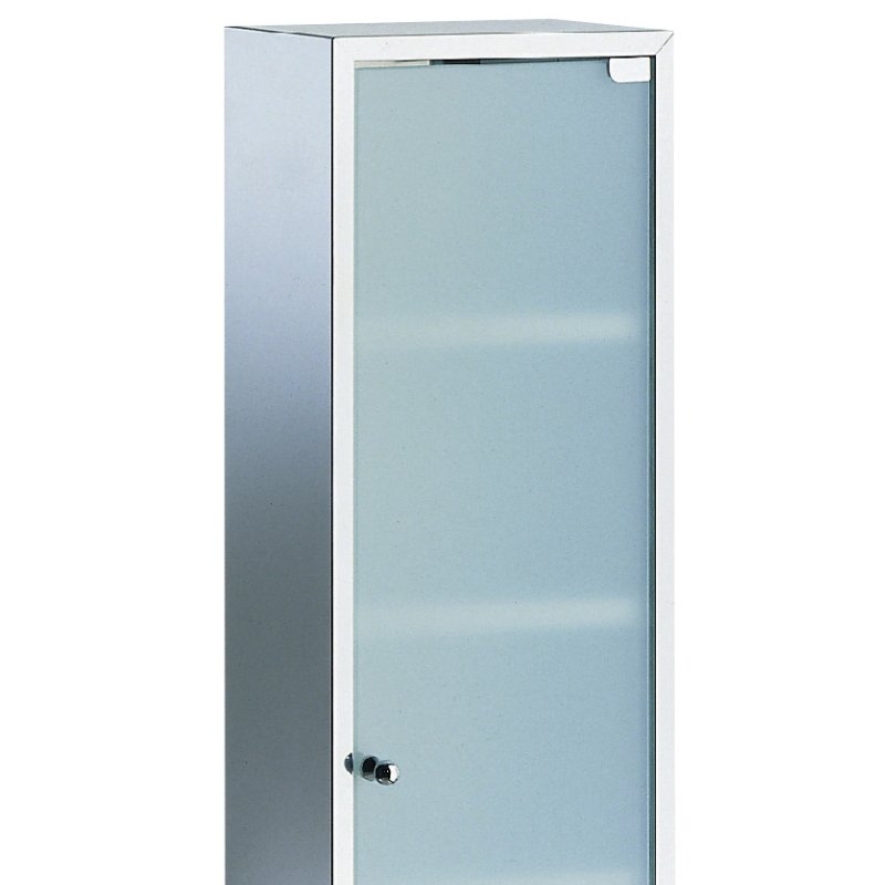 Stainless Steel Bathroom Cabinet, Glass Door, 90x25cm - 5173.29.81SatinDoor - Waiheke Bathrooms