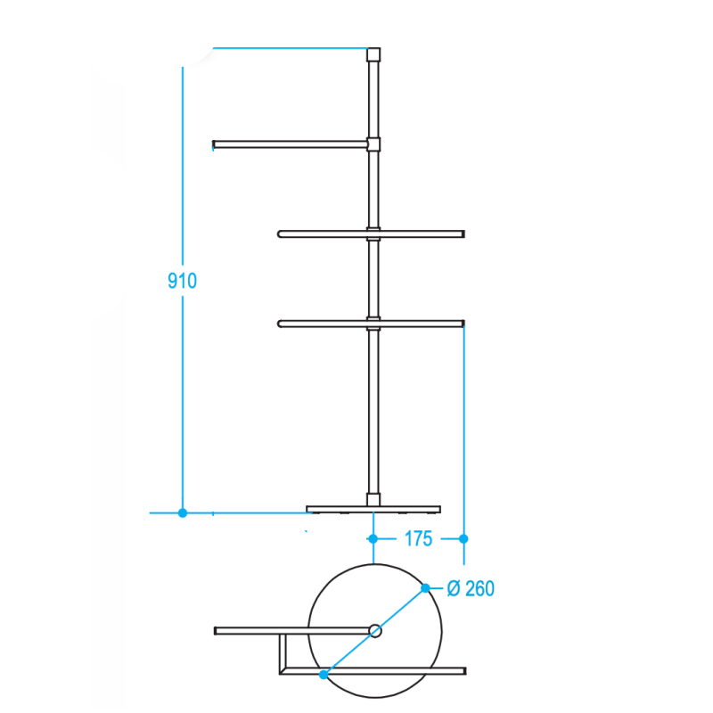 Triple Towel Stand - Floor - Li5123 - Waiheke Bathrooms