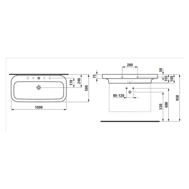 Washbasin 100cm - Palomba Series - 1080.6 - Waiheke Bathrooms