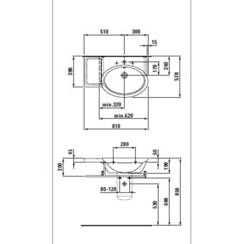 Washbasin 81cm - Gallery Series - 1407.8 - Waiheke Bathrooms