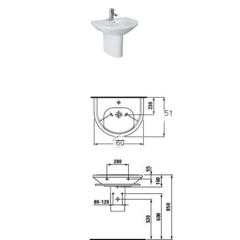 Washbasin & Shroud 60cm - Living Series - 1043.2 - 1943.1 - Waiheke Bathrooms